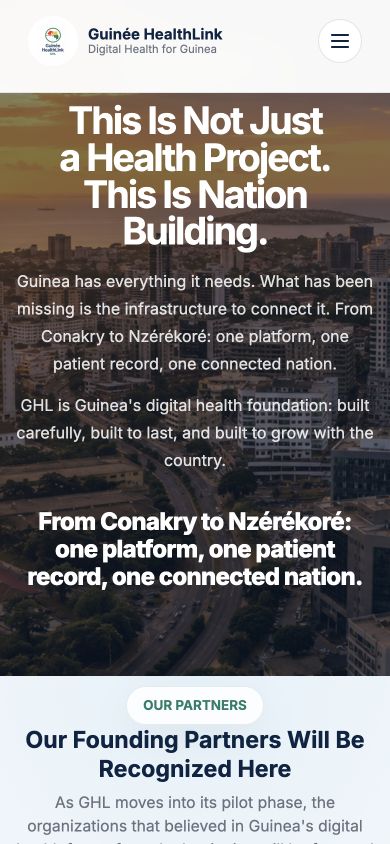 Guinée HealthLink nation-building vision webpage